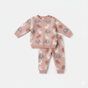 Conjunto Estampado de Conejos y Elefantes