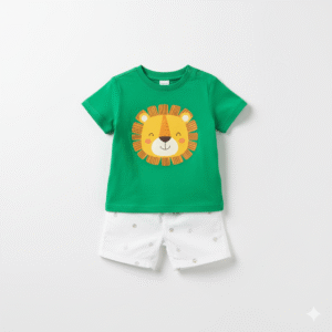 Conjunto de Camiseta y Shorts de Bebé con Diseño de León