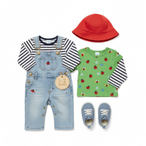 Conjunto de Peto Vaquero con Mariquitas y Accesorios