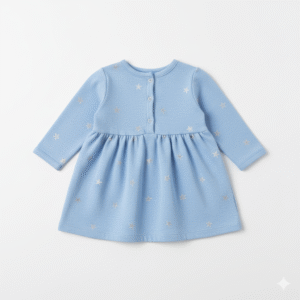 Vestido de Algodón Azul Celeste con Estampado de Estrellas